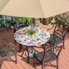 OSAM SPACE Outdoor Tablecloth with Umbrella Hole, Round Elastic Fitted