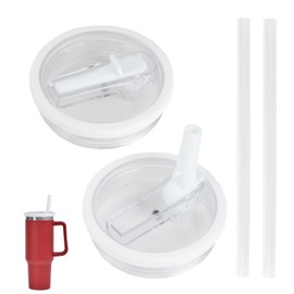 Pack of 2 White Replacement Lids for 40 oz Tumbler Cups. The Leak-proof and Dustproof Lids are Reusable, with Straw, Ideal for Travel and Daily Use