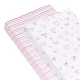 Cot Sheets 120x60cm Fitted 2 Pack, 100% Cotton Travel Cot Sheets Fitted, Fits for Hauck Sleep N Play, Dream N Play Travel Cot, Ultra Soft & Breathable Cotton,Pink Print for Little Girl