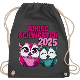 Shirtracer - Gym Bag Backpack - Siblings Sister Gift - Big Sister Owls 2023, 3 Dark Grey