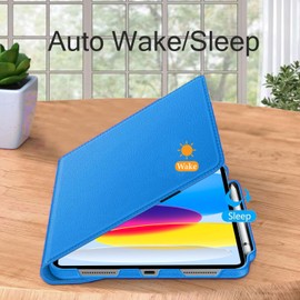 GALTD GALTD For iPad A16 Case, 11th Generation 11inch 2025 / iPad 10th Generation Case 10.9" 2022 C Slim Auto Wake/Sleep Cover with Pencil Holder, Multi-Angle Stand, 360 Rotating Smart, Light Blue