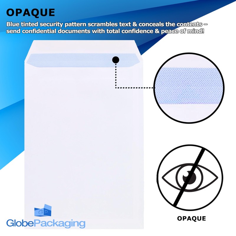 GP Globe Packaging 20 x C4 A4 White Window Self