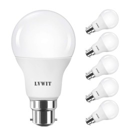 LVWIT 8W B22 LED Glühbirne A60, 4000K Neutralweiß, Ersatz für 60W Glühlampe, ultrahell 806 lm, matt (6er Pack)