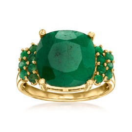 Ross-Simons 6.90 ct. t.w. Emerald Ring in 18kt Gold Over Sterling. Size 7