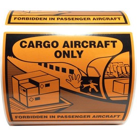 Cargo Aircraft Only Warning Labels 4 x 4 3/4 Inch 500 Adhesive Stickers