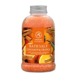 Bath Salt Cinnamon-Orange 600g - Bath Salt with Orange & Cinnamon Essential Oil - Natural Bath Salt - Aromatherapy - Relaxing - Body Care - Beauty - Bath Soak