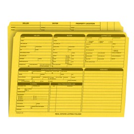 NextDayLabels - Real Estate Listing Folder – Right Panel List, Pre-Printed on Durable Card Stock with Closing Checklist and Color-Coded Dots for Organizing (Yellow, Letter Size | Pack of 25)