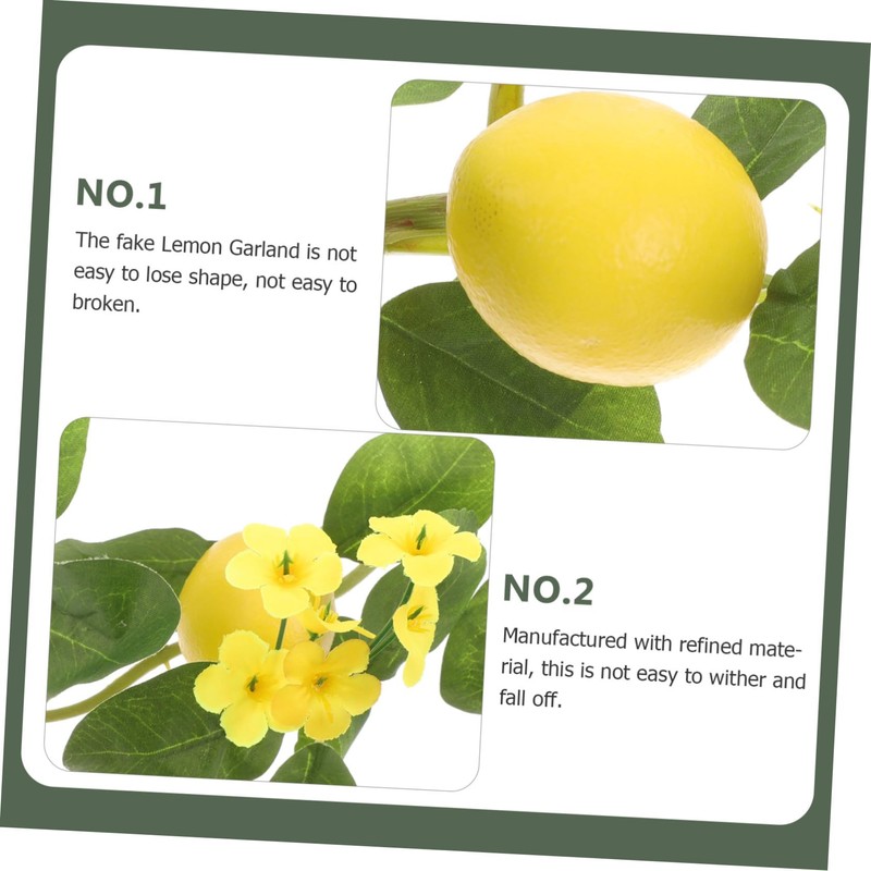 Zerodeko Realistic Lemon Rattan Garnish Lemon and Leaves Garland for