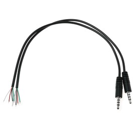 E-outstanding 3.5mm Male Jack to Bare End 2PCS Black TRRS 4 Pole 1/8" Plug Connector Audio Cable for Headphone Headset Earphone