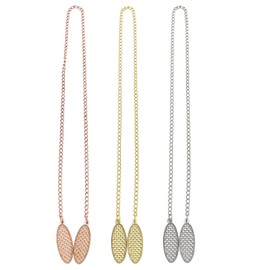 3Pcs Serviette Bib Chain Napkin Clips Set 3-Color 19 Inch Classic Metal Lanyard Neck Strap for Restaurant Painting Picnic BBQ Dental Surgery