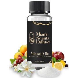 Miami Vibe Scent Inspired by Fontainebleau Hotel 4 Fl Oz - 120 ml Essential Oils Aroma for Home Office Diffuser Luxury Fragance Refill Aromatherapy Fresh Blend of Jasmine, Dune, Fruits and Musk Wood.