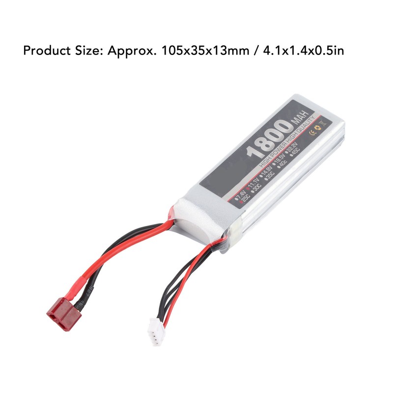 LiPo Battery Pack 11.1V 3S 1800mAh 25C Rechargeable LiPo Battery