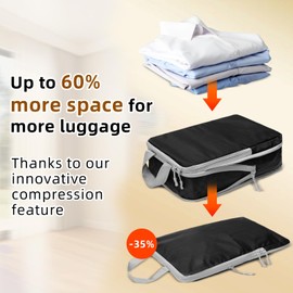 Suitcase Organiser Set, 10 Packing Cubes, Compression Packing Cubes, Packing Bags for Suitcases, Compression Organiser System with Shoe Bag, Cosmetic Bag, Suitcase Organiser for Holidays, Travel,