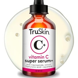 TruSkin Super suero de vitamina C – niacinamida, retinol, ácido hialurónico y escualano – Suero antienvejecimiento todo en uno para la cara – Mejora la apariencia de manchas oscuras, firmeza para una