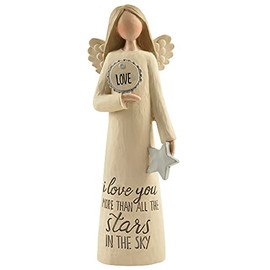 Feather & Grace Figurine Inscription I Love You More Than All The Stars, Angel Memorial Indoor or Outdoor Decor, Sculptures or Statues As Inspirational Gifts-Resins, Multi, One Size