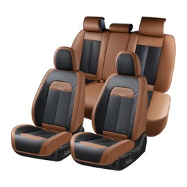 FLORICH Leather Car Seat Covers Full Set, Breathable Waterproof Nappa Leather Seat Covers, Gary Seat Covers, Automotive Interior Cover Universal for Cars SUV Truck Sedan - Coffee