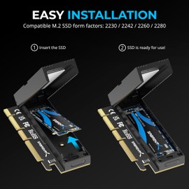 SABRENT M.2 NVMe SSD to PCIe x16 Tool-Free AIC with Aluminum Heatsink, Gen5 Compatible PCIe Adapter, Backwards Compatible