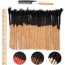DAIXI 0.8cm Thickness 8 inch 30 Strands Ombre 1B/27 Blonde Tips Color 100% Real Human Hair Dreadlock Extensions for Man/Women Full Head Handmade Can Be Dyed Bleached Curled and Retwisted Permanent Loc Extensions with Needle and Comb by Originea Beauty