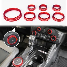 Auovo Air Conditioner Knob Cover for Ford Bronco Accessories 2021-2024 AC Knob Cover Headlight Switch Knob 4WD Wheel Drive Trailer Gear Shift Switch Knob Cover 7pcs Red (Don't fit for Sport)
