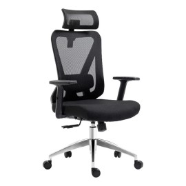 Techni Mobili Mesh Fabric Office Chair with Headrest & Lumbar Support in Black
