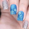 Christmas Short Square Press-on Nails - Blue With Silver Glitter