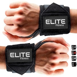 Elite Fitness Muñequeras de Soporte con Sujetador de Pulgar (PAR), muñequeras para Gimnasio y Levantamiento de Pesas,Brinda Soporte para la muñeca, pa