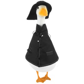 Cosblank Raincoat Goose Outfit Lawn Porch Goose Costume Cute Yard Clothes Black for 23'' High Cement Statue Patio Outdoor Garden Decoration