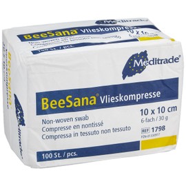 Meditrade 1798 Beesana Non-Woven Fabric Dressings for External Wound Care Non-Sterile 6-Ply 30 g 10 cm x 10 cm Size (Pack of 100)