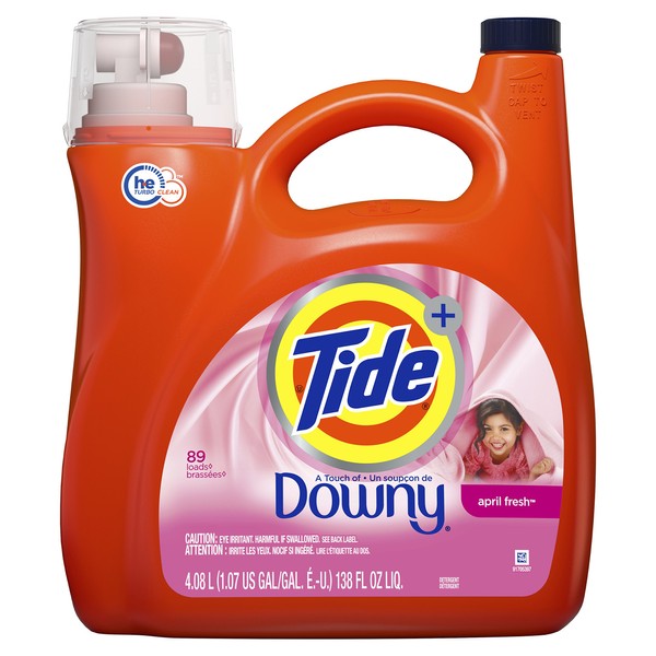 Tide Liquid Laundry Detergent with a Touch Downy 89 Loads, April Fresh, 138 Fl Oz