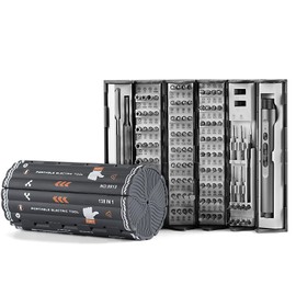 VMAN Electric Screwdriver Kit, 138 in 1 Precision Electric Screwdriver, 120 S2 Metal Magnetic Bits, LED Light, 3.7V Rated Voltage, Repair Tool Kit for Phone Watch Camera Laptop PC,Grey