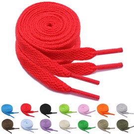 FADTOP Flat Laces - Colorful Shoelaces for Board, Sports, Casual Shoes - Universal Adults Red 160cm