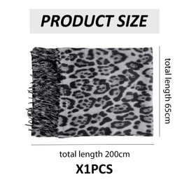 CVDYWDJIE 1 Piece Scarf with Leopard Print, Scarf with Tassels, Soft Warm Scarf, Scarf for Autumn and Winter, Long Scarf, Scarf for Women, gray