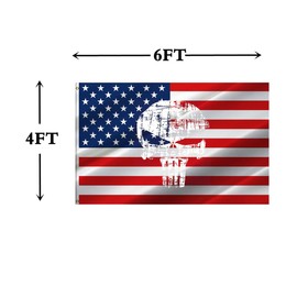 JOLCAHEU Punisher Skull Flag 4x6FT,Durable Polyester,Demon Punisher Memorial American Flags with 2 Brass Grommets for Indoor and Outdoor. (4x6ft)