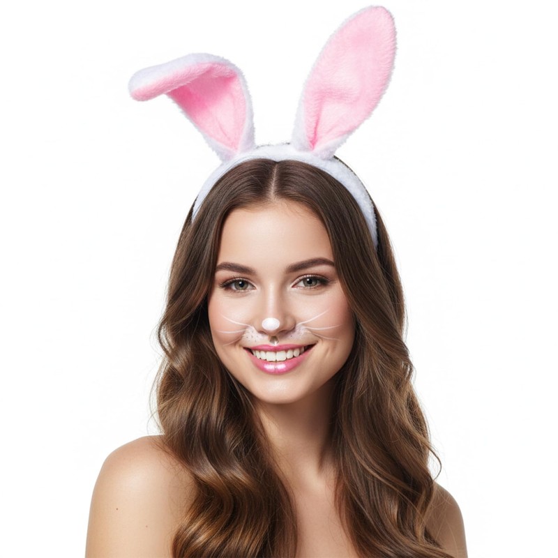 Women’s Cute Rabbit Ears Headband, Soft Plush Bunny Hairband, Christmas