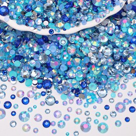 15000 Pcs Blue Resin Rhinestones for Crafting, Flatback 2-6 mm Gems Jelly Rhinestones, Mixed Sizes Blue Bedazzling Gems Crystal for Nail Art Face Makeup Craft DIY Accessories