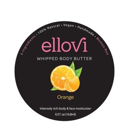 Ellovi All-Natural Luxuriously Whipped Body Butter - Orange - Pure Enough to Eat - Made With Just 6 Vegan Ingredients - 100% Plant-Based Moisturizer For Naturally Healthy Skin (0.57 fl. oz/16.8ml)