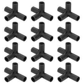 M METERXITY 12 Pcs 11mm Greenhouse Frame Building Connectors, 4 Way Right Angle Pipe Fitting for Grape Trellis/Sunscreen Shed/Gardening Plant Stakes, Greenhouse Accessories [Black]