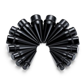 Funseedrr 8 Pairs Acrylic Ear Expander Stretcher Set Ear Stretcher Tunnel Piercing Black and White 6-20 mm, Acrylic