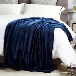 DREAMNINE Large Soft Plush Fleece Throw Blanket 60" x 80", Solid Shag Minky Lightweight Fuzzy Flannel Blanket for Bedroom, Luxury Washable Cozy Warm Velvet Blanket for Couch Sofa, Twin Size, Navy Blue