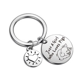 ASANHAO Pig Gifts Pig Decorations Pig Stuff for Pig Lover Gifts Pig Themed Gifts Pig Mom Jewelry Pig Girl Keychain Crazy Pig Lady Keychain Pet Gift Pig Owner Jewelry Pig Charm Keychain