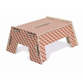 Werkhaus WH 4969 Footstool Geometric Shapes Red Approx. 32 x 15.5 x 27.5 cm Wooden Stool