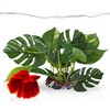 SunGrow Plastic Leaf Plant, Heavy-Duty Ceramic Base, Hiding Spot for