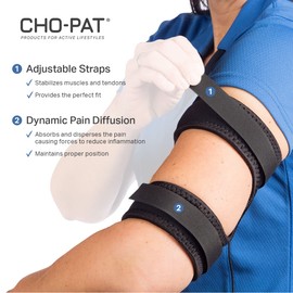 Cho-Pat Bicep/Tricep Cuff, Compression Brace for Bicep/Tricep Tendonitis, Weight Lifting Strains, and Inflammation, Large, Made in the USA