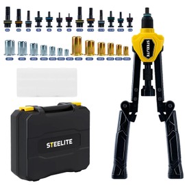 Steelite Foldable Rivet Nut Tool Kit, 15-Inch Rivnut Tool with 13 Metric and SAE Mandrels, Professional Hand Riveter with 105Pcs Rivnuts Assortment Kit
