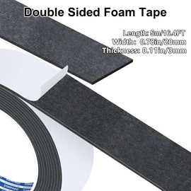 ZOMPAGO Double-Sided Foam Tape for Crafting,0.78in x 16.4FT（5m,Wall and Furniture Decoration,Strong Adhesion,Two Sided Tape Heavy Duty,Removable,Easy to Use,Multipurpose Home & Car Use,Black