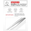 2 Pcs 25.5cm Cooking Tweezers Tongs Precision Serrated Tips, Stainless