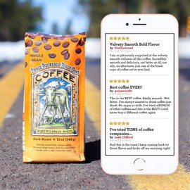 Raven’s Brew Coffee Whole Bean Three Peckered Billy Goat – Dark Roast – Breakfast Coffee Bliss with an Instant Caffeine Supercharge – Delicious as Espresso – 5lb Bag