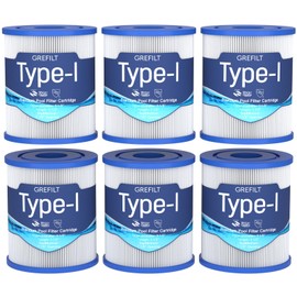 Grefilt Type I Pool Filter Cartridges, Designed for Summer Waves 330 GPH Filter Pump in Above Ground Pools, 6-Pack