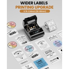 Large Label Maker 3 Inch - M260 Barcode Label Printer, Bluetooth Thermal Machine, Portable Wireless & Inkless for Small Business, Home, Office - Waterproof Label, Compatible with iOS/Android/PC, Black