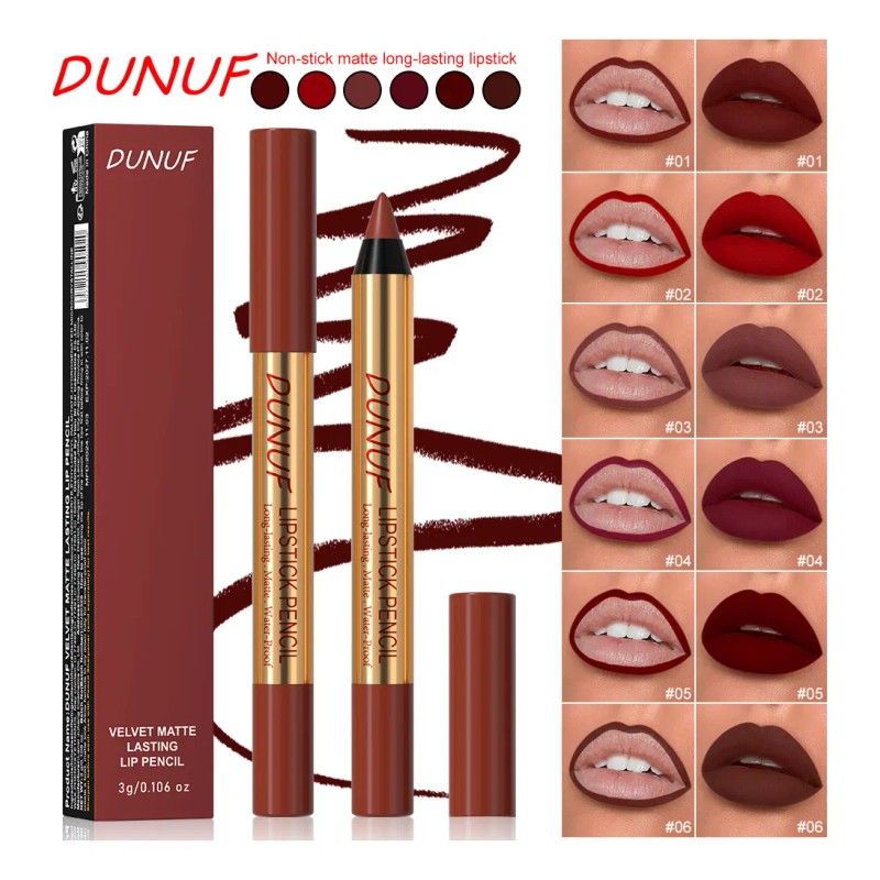 Dunuf 1 Lápiz Labial Mate Fácil De Aplicar No Pegajoso